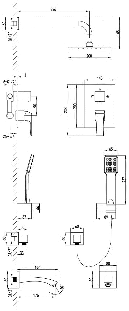Lemark Unit LM4522C Комплект для ванны встраиваемый