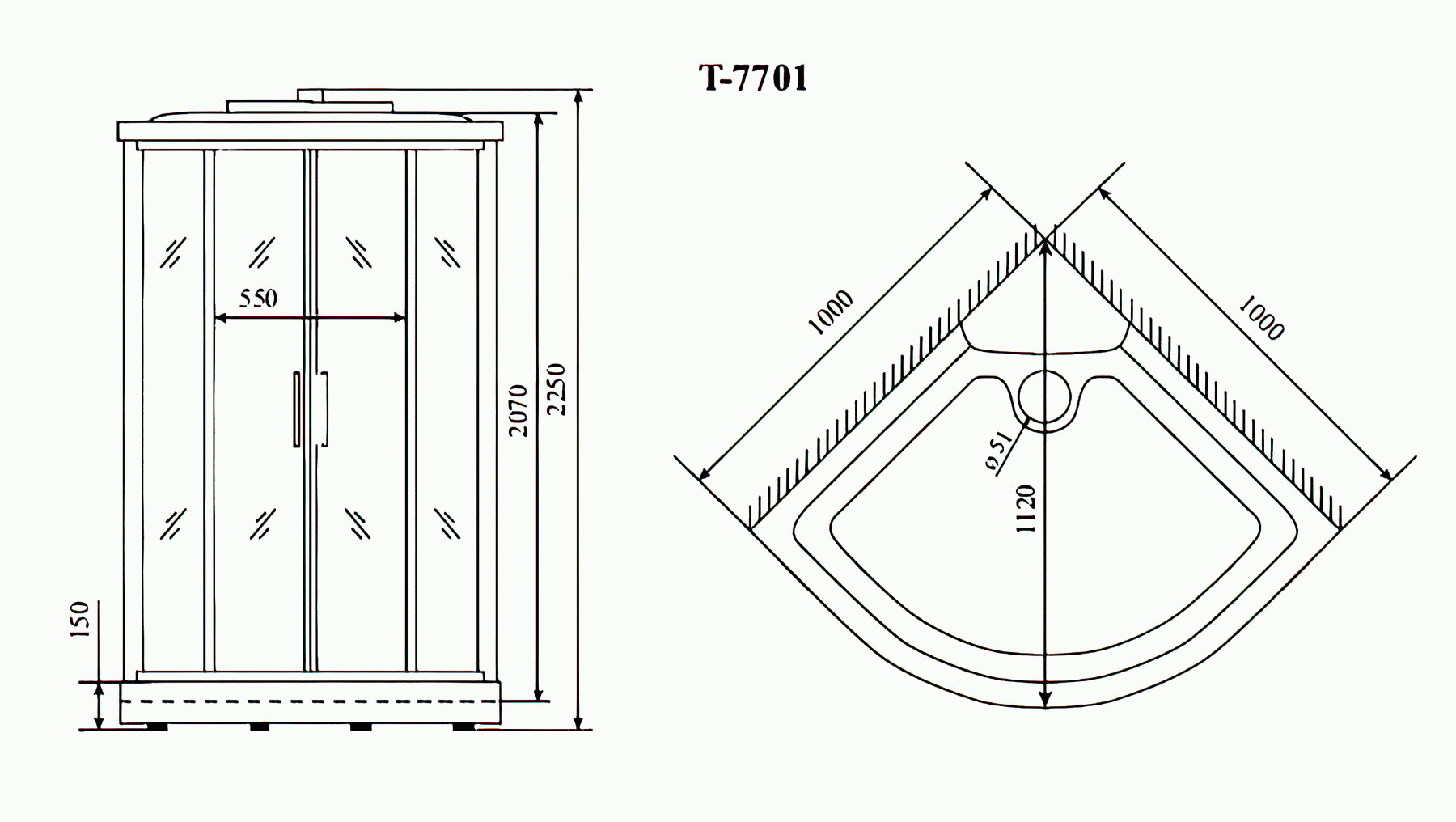 Timo Lux T-7701 Душевая кабина 100x100x225