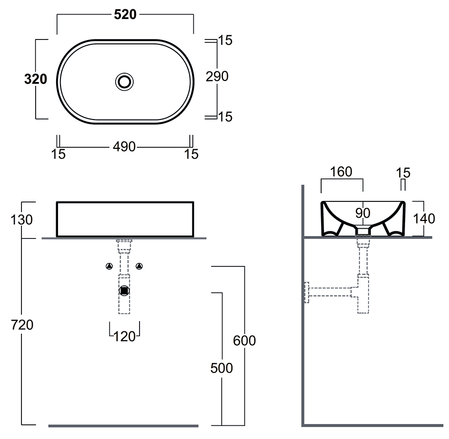 Simas Flow FL13 Раковина свободностоящая 520x320