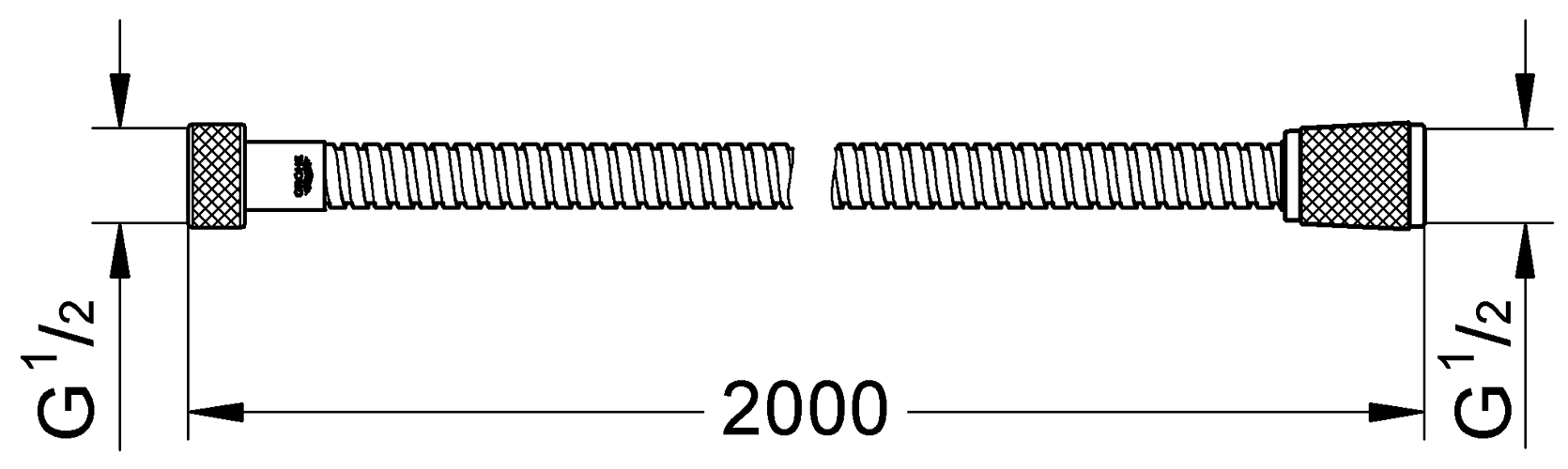 Grohe Relexaflex 28145 000  Душевой шланг 2.00 м 1/2"х1/2" (металл)