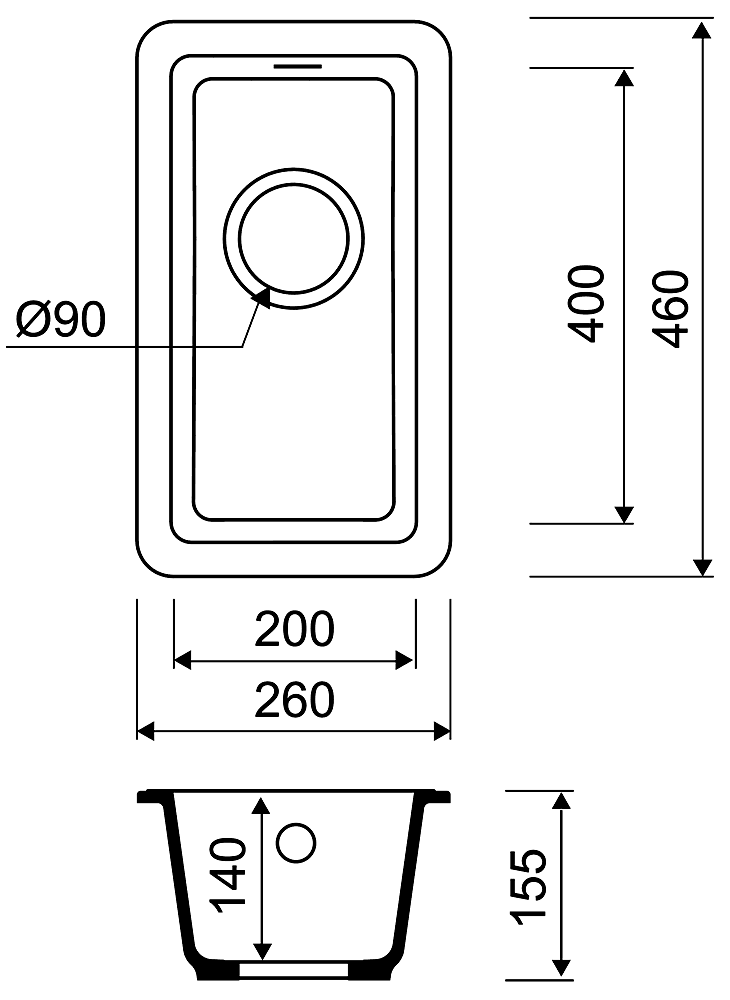 IDDIS Tanto TU1B261i87 Кухонная мойка 200x400 Granucryl (Чёрный)
