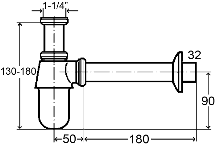 Viega 366681 Сифон 1-1/4"х32 латунный с универсальным сливом (5755) и отводом