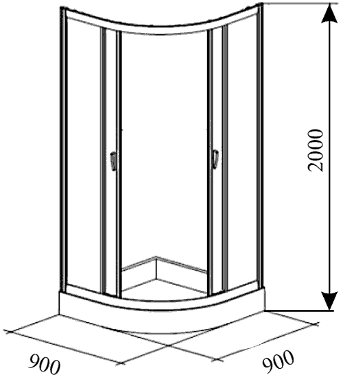 Timo TL-9001 F Душевой уголок сегмент 1/4 круга 900x900x2000 с поддоном (матовый)
