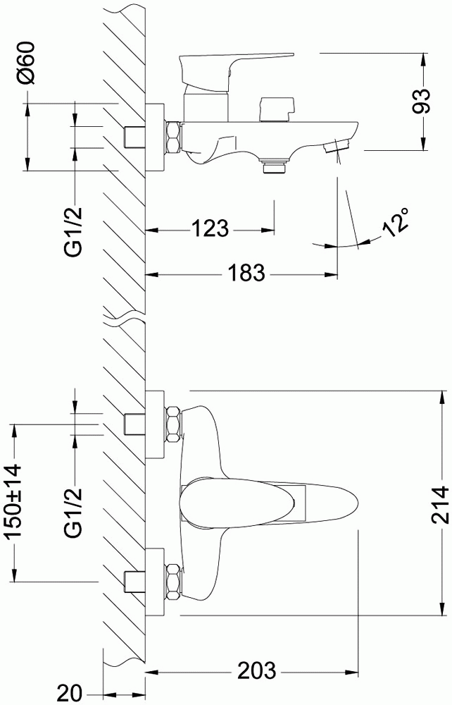 Lemark Nero LM0214C Смеситель для ванны
