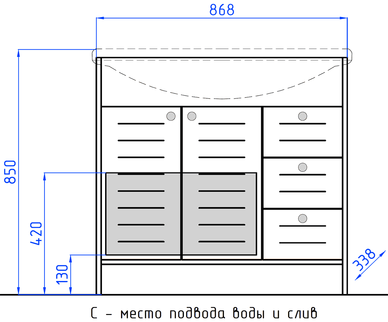 Style Line Кантри 90 Тумба с раковиной Эльбрус (венге)