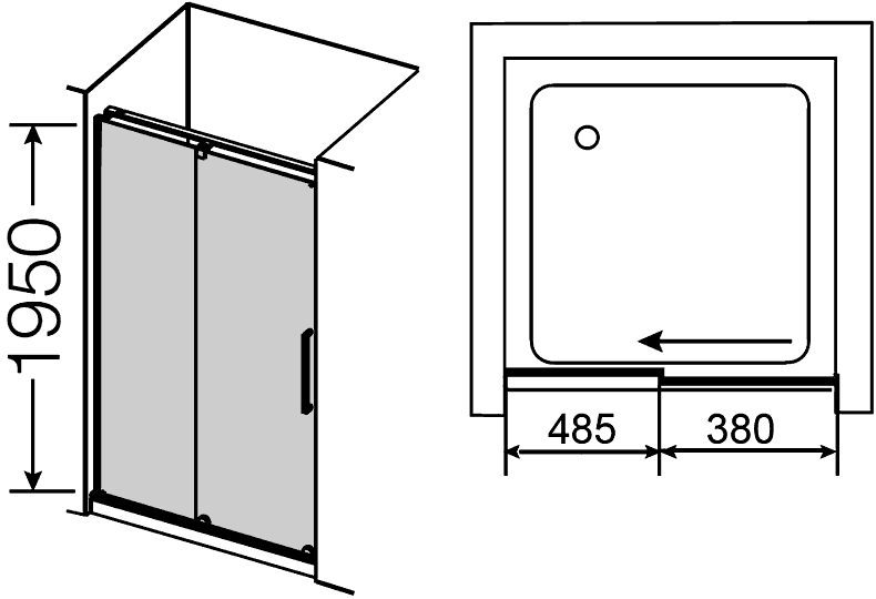 Provex S-LITE 0005 SN 05GL-L  Дверь 1000x1950 в душевой проём (прозрачное стекло)
