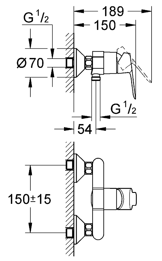 Grohe BauEdge 23333 000 Смеситель душевой