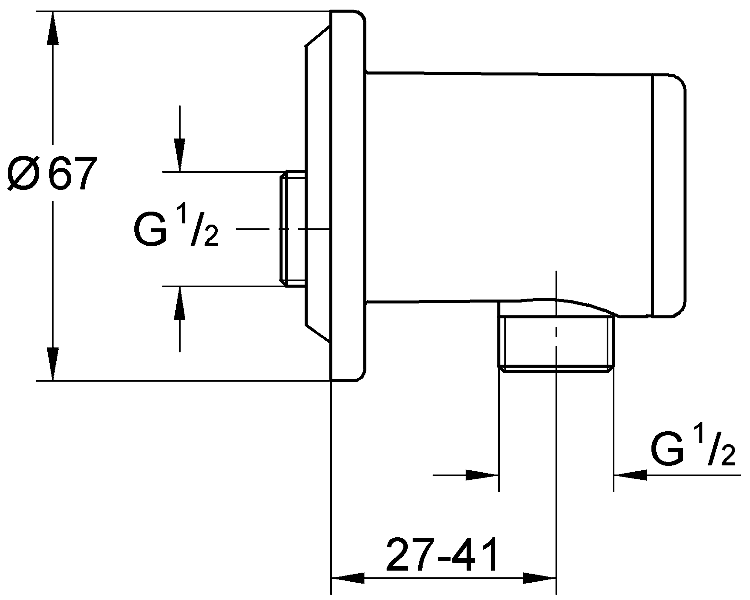 Grohe Relexa 28671 000 Подключение душевого шланга 1/2"