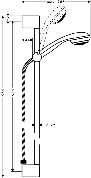 Hansgrohe Crometta 85 27729 000 1jet/Unica'C  Душевой гарнитур (штанга 0.90 м)