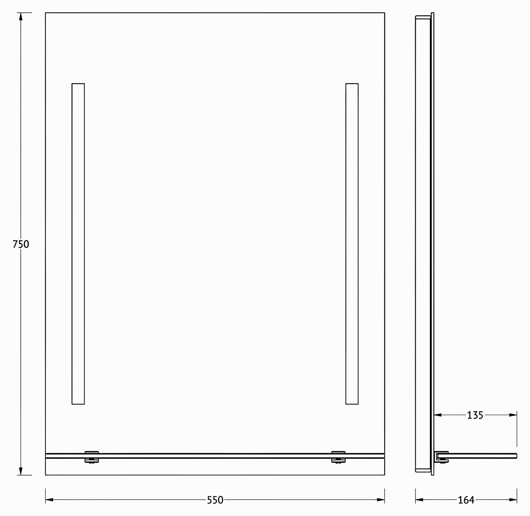 Evoform Ledline-S BY2161 Зеркало 550x750 с полочкой и LED-светильниками