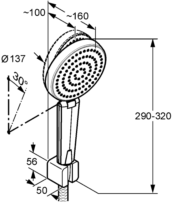 KLUDI A-QA 66150 0500 Ручной душ 137 мм с кронштейном и шлангом 1250 мм