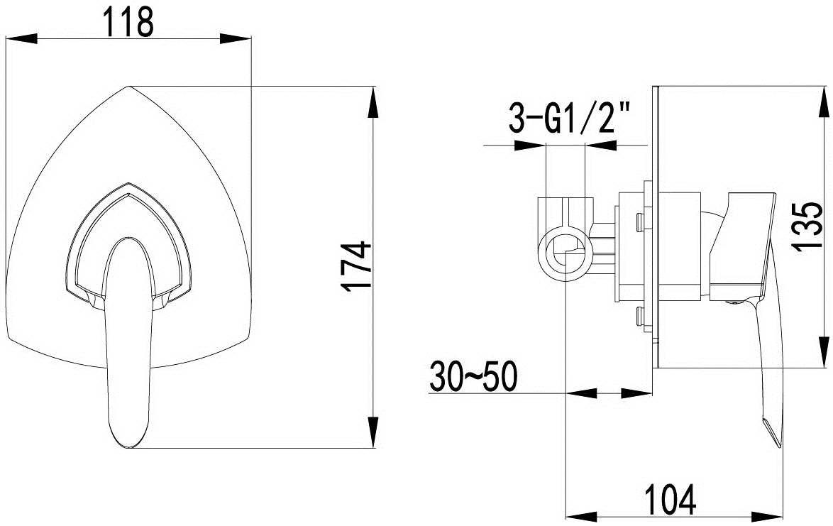 Lemark Mars LM3523C Встраиваемый смеситель для душа