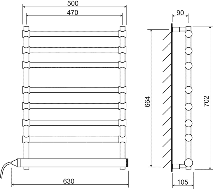 Margaroli Sole 564/8 CR Электрический полотенцесушитель (хром)