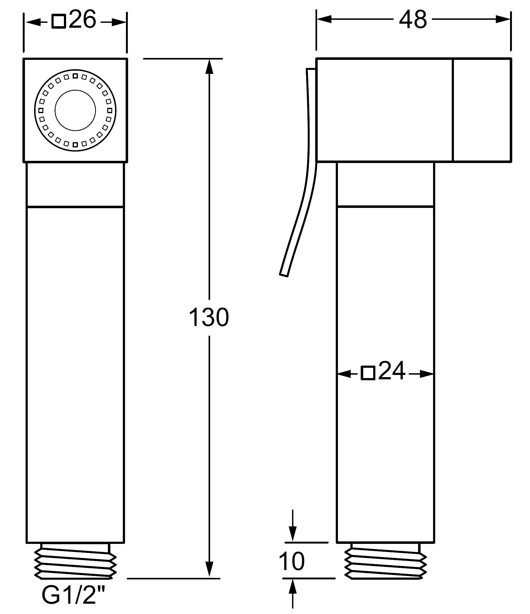 Remer 332OS Гигиенический душ металлический квадратный (хром)