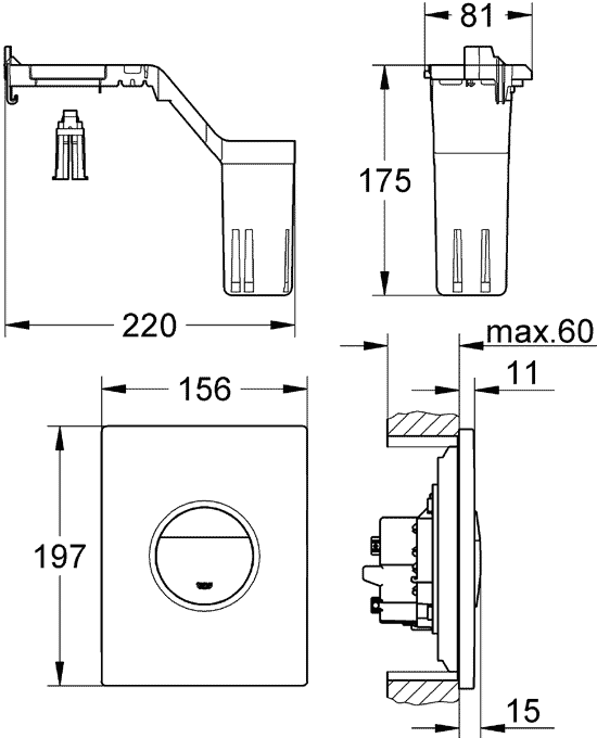 Grohe Nova Cosmopolitan 38799 000 Клавиша смыва для унитаза с GroheFresh