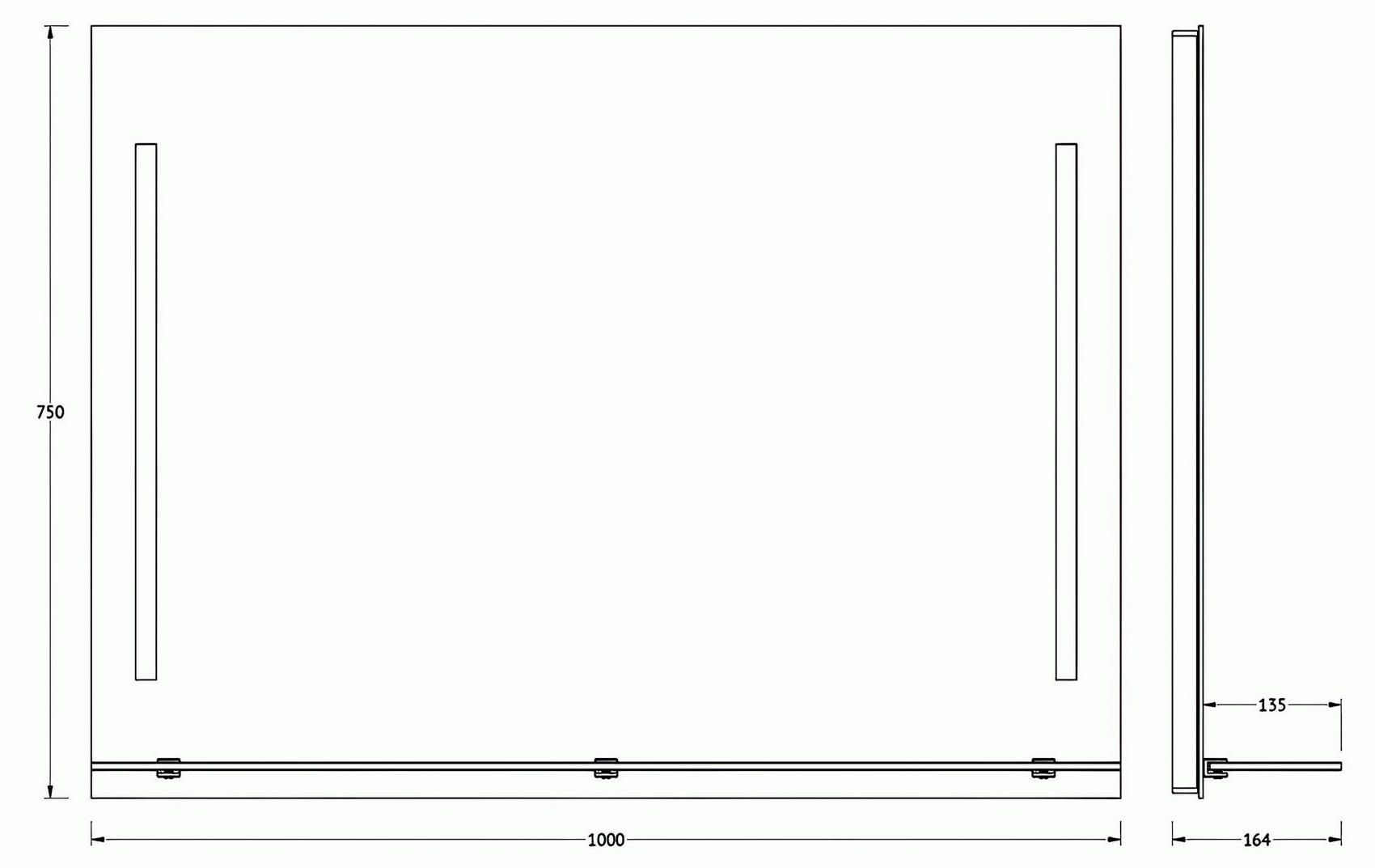 Evoform Ledline-S BY2166 Зеркало 1000x750 с полочкой и LED-светильниками