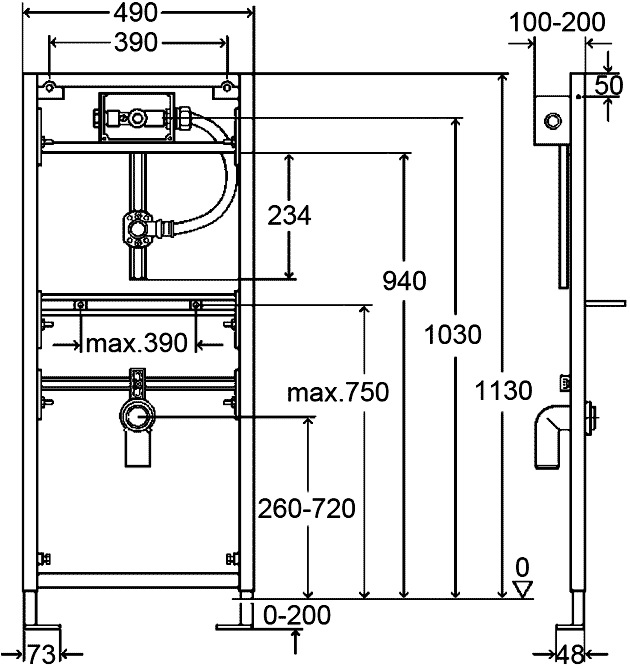 Viega Eco Plus 461843  Система инсталляции для писсуара с внутренним подводом воды (H113)