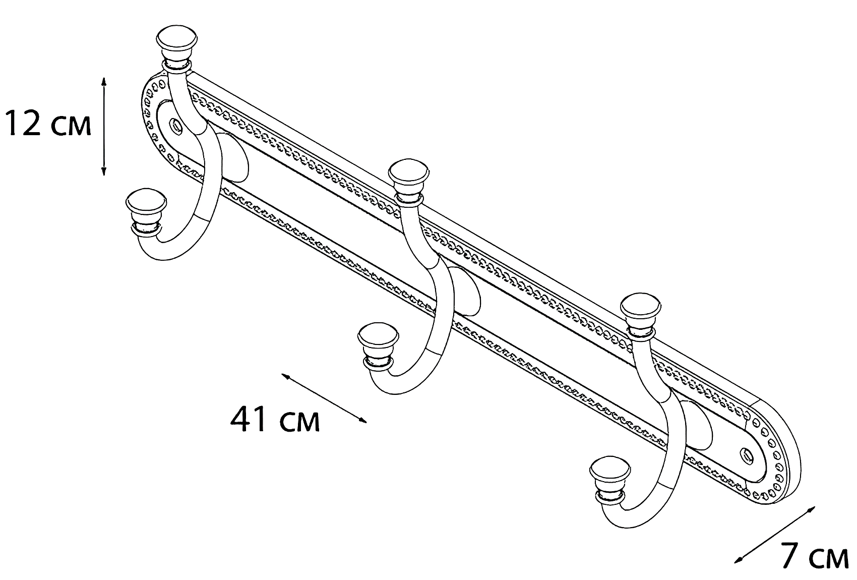 Grampus Alfa GR-9505-3 Планка с 3-мя крючками (бронза)