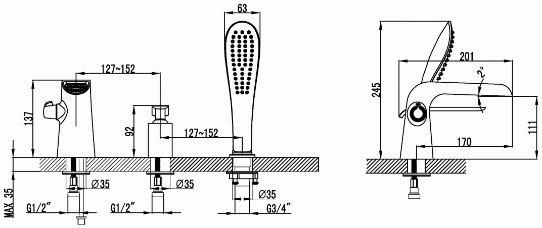 Lemark Melange LM4945CW Смеситель на борт ванны