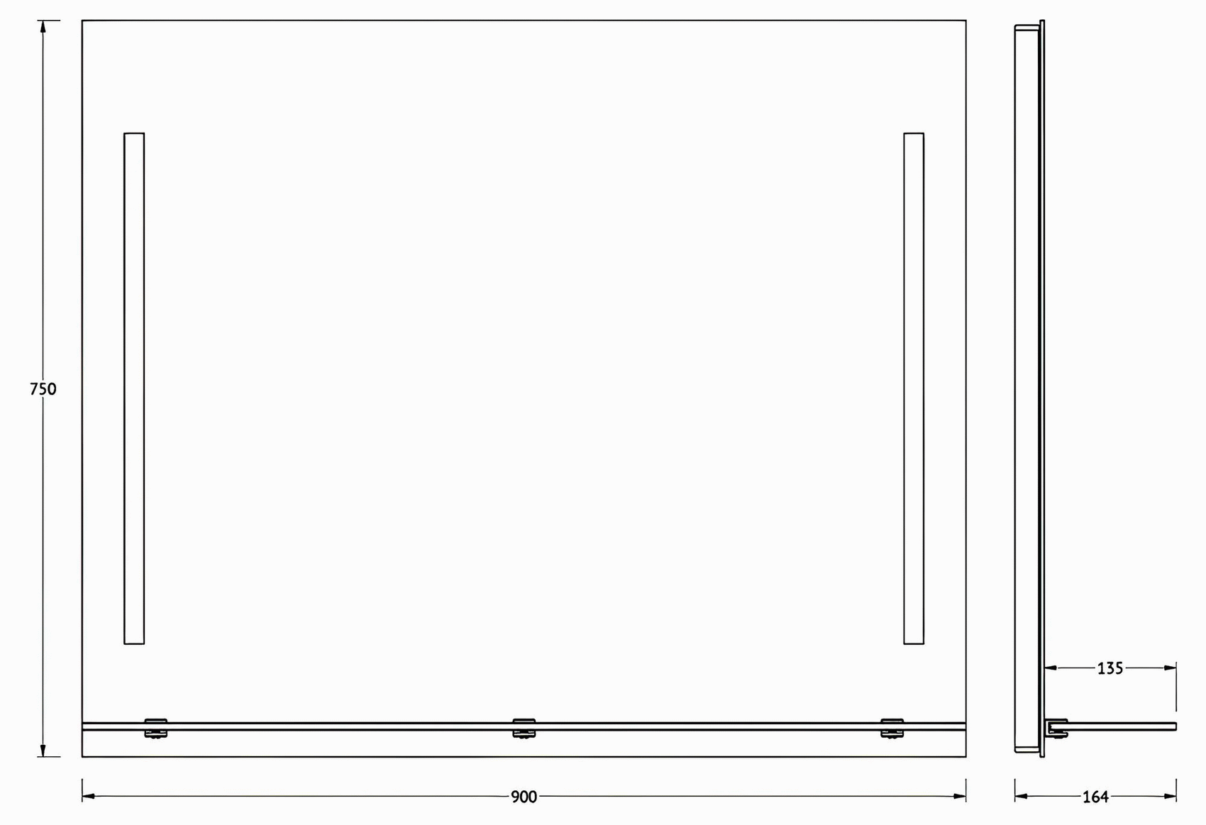 Evoform Ledline-S BY2165 Зеркало 900x750 с полочкой и LED-светильниками