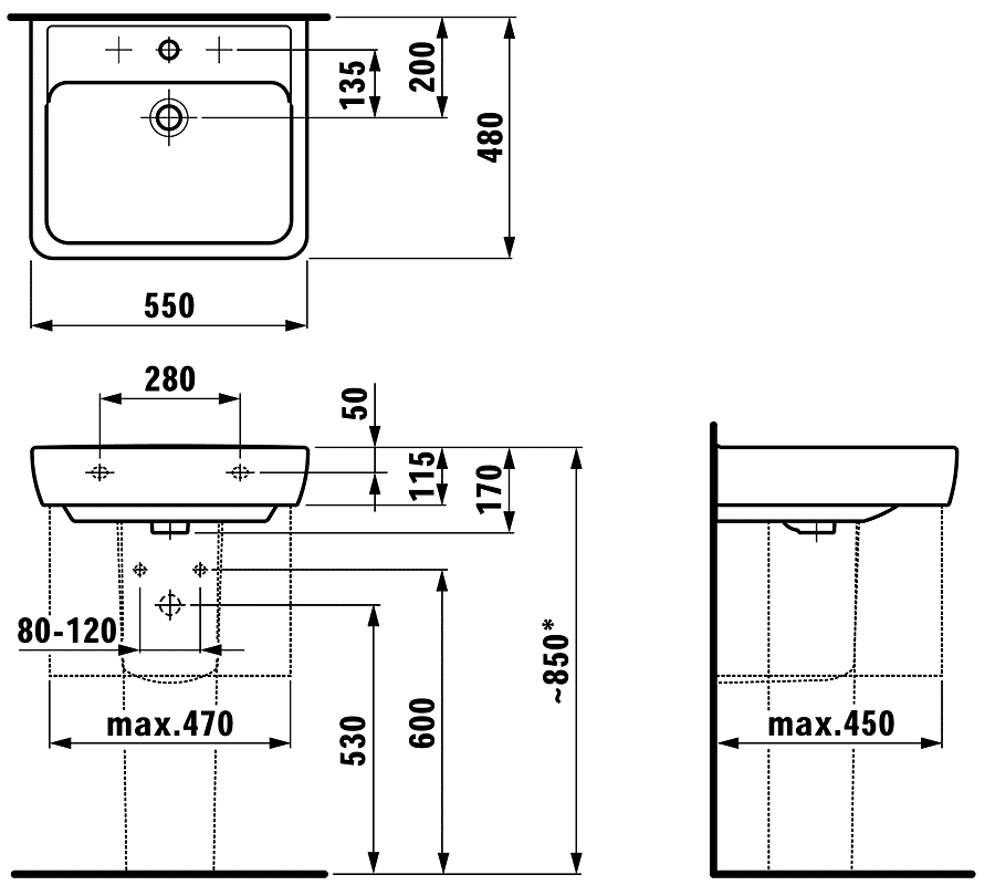 Laufen PRO 8.1895.1.000.104.1  Раковина 550х480