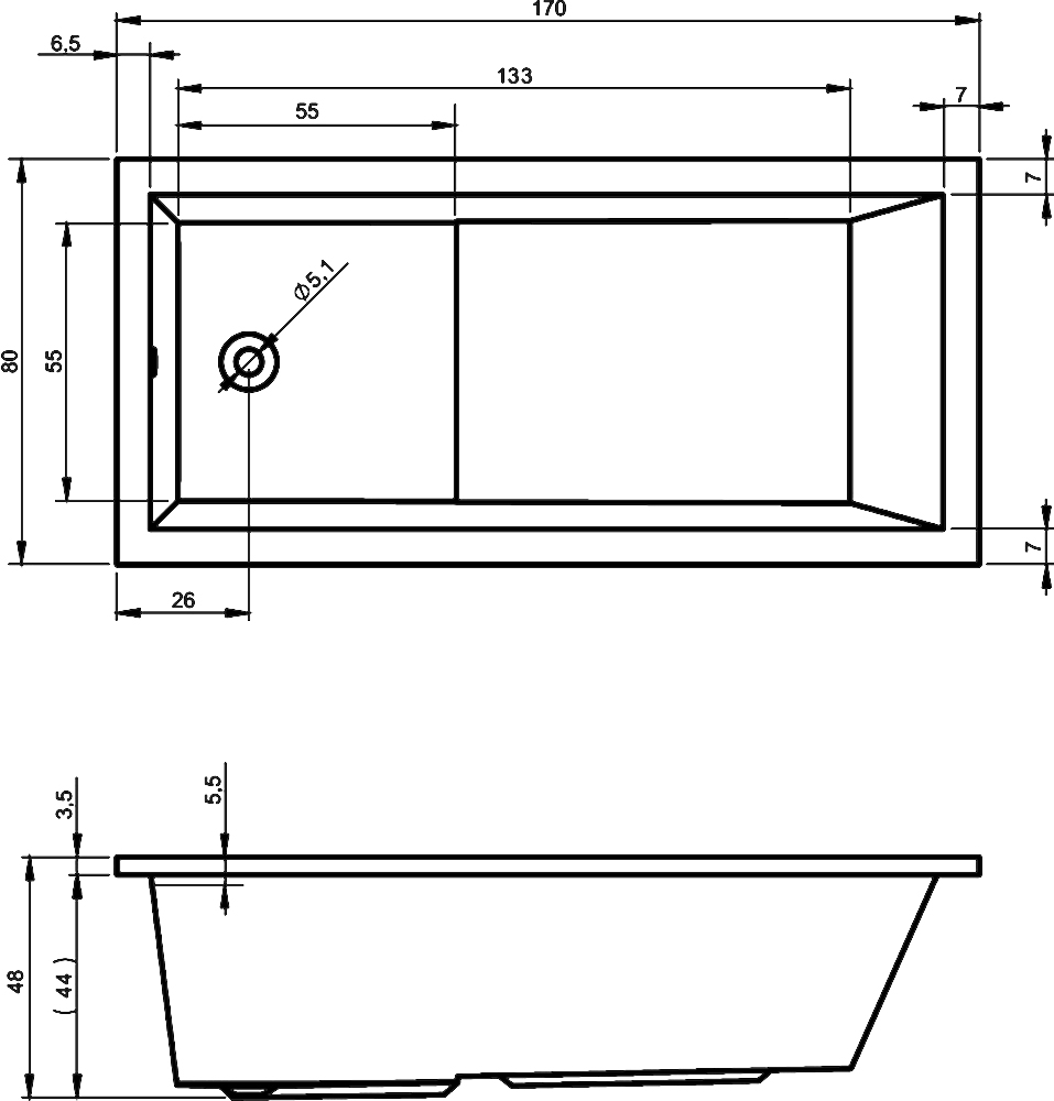 Riho Lusso Plus 170 Ванна акриловая 170x80