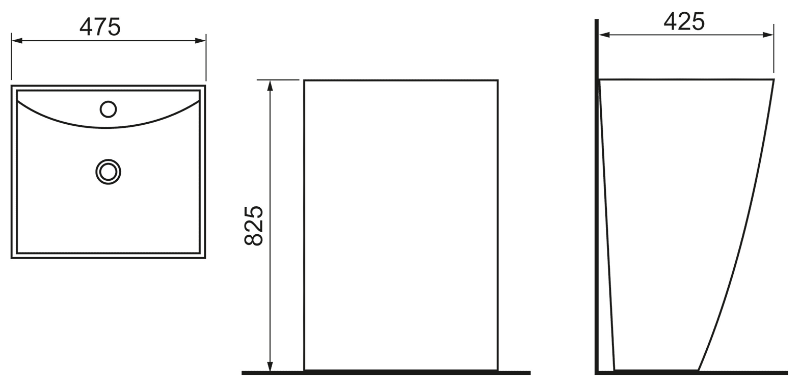 Melana 805-B143 Раковина-моноблок 475x425