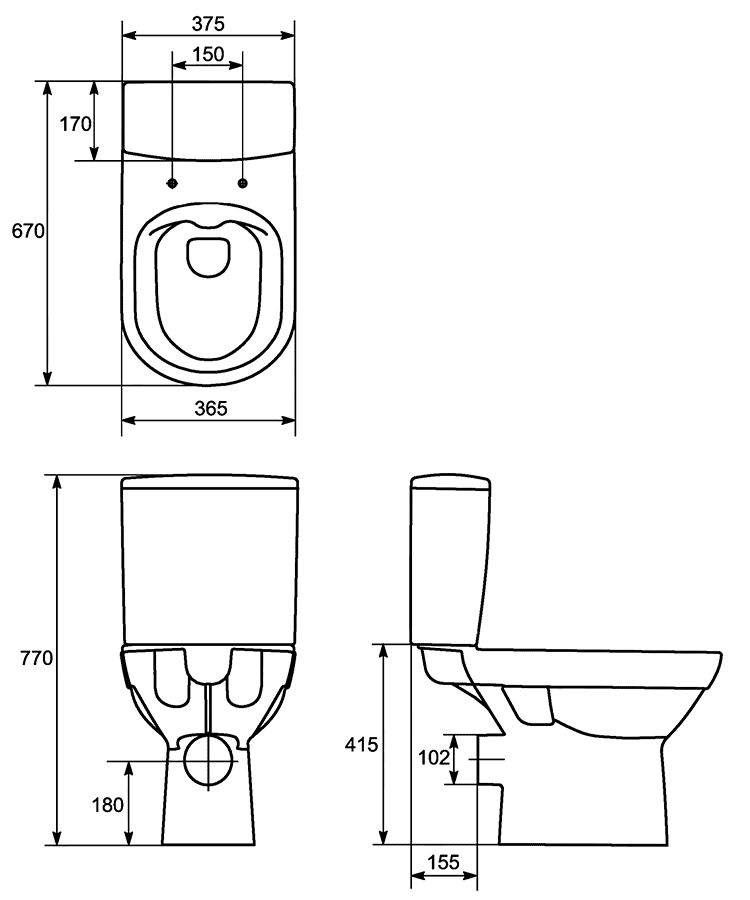 Cersanit City KO-CIT011-3/5-COn-S-DL Унитаз-компакт Clean ON с сиденьем SoftClose