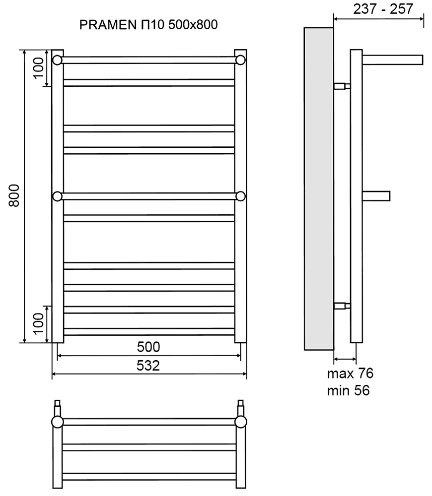 Lemark Pramen LM33810E Полотенцесушитель электрический 300 Вт 500x800