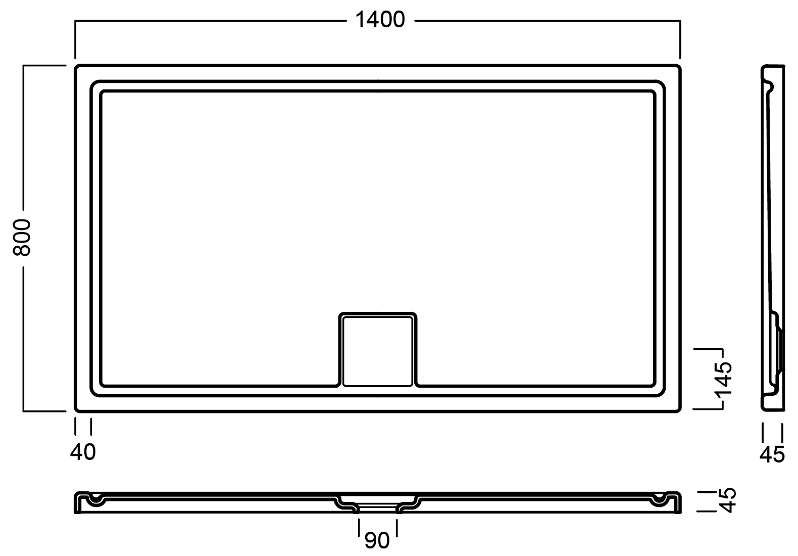 Hatria LIF.ST Heavycril YXEZ Душевой поддон 140x80 акрил/полимербетон