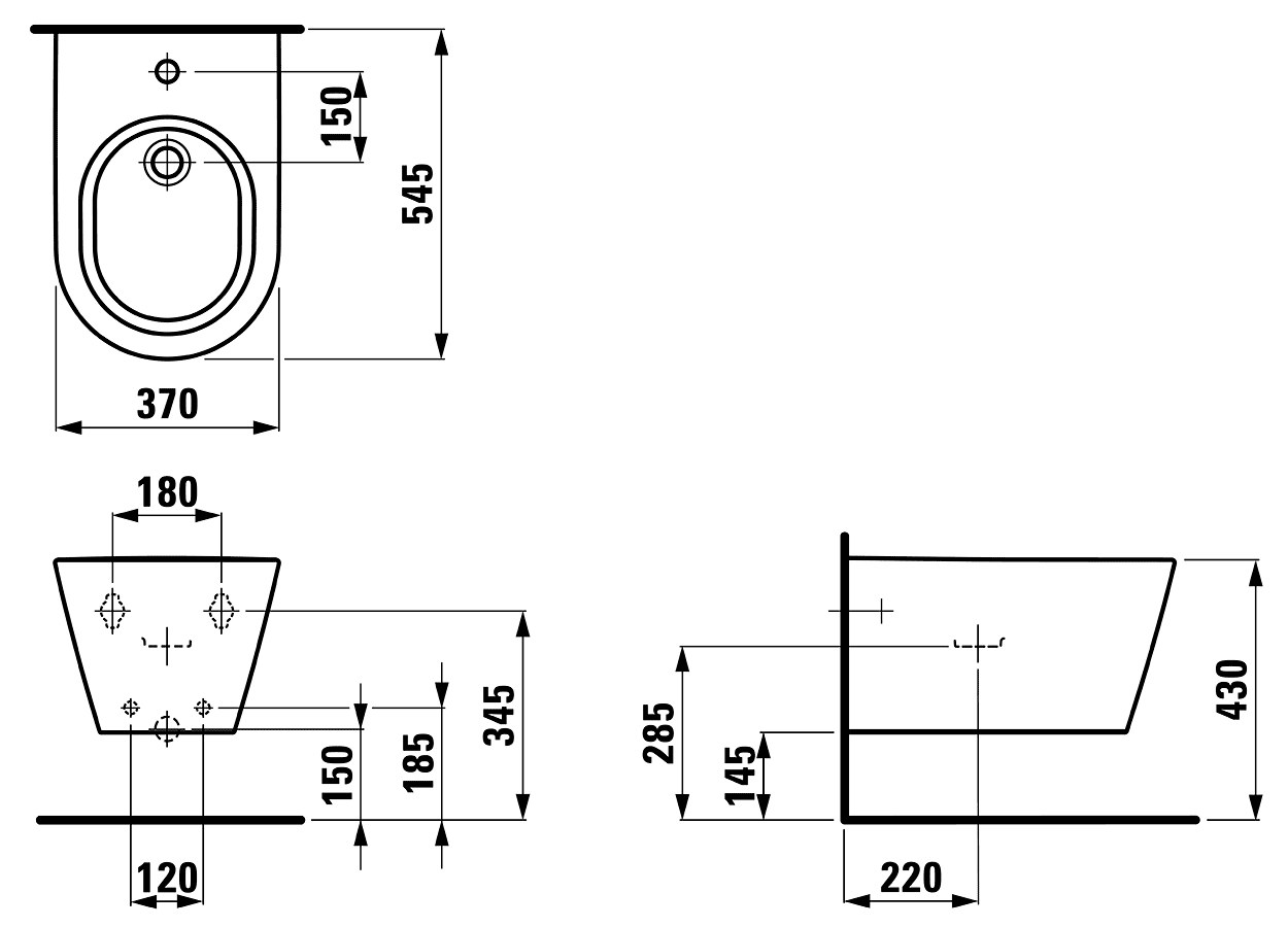 Kartell by LAUFEN 8.3033.1.000.302.1  Биде подвесное 545x370