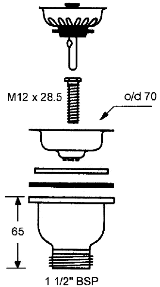 McAlpine MRSKW3 Слив 1-1/2"х70 для мойки со съёмной решёткой