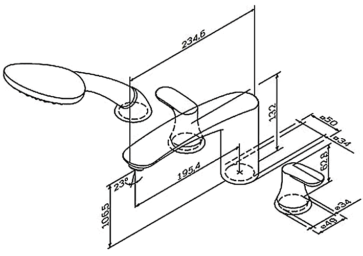 AM·PM Like F8001300 Смеситель на бортик ванны (4 отверстия)