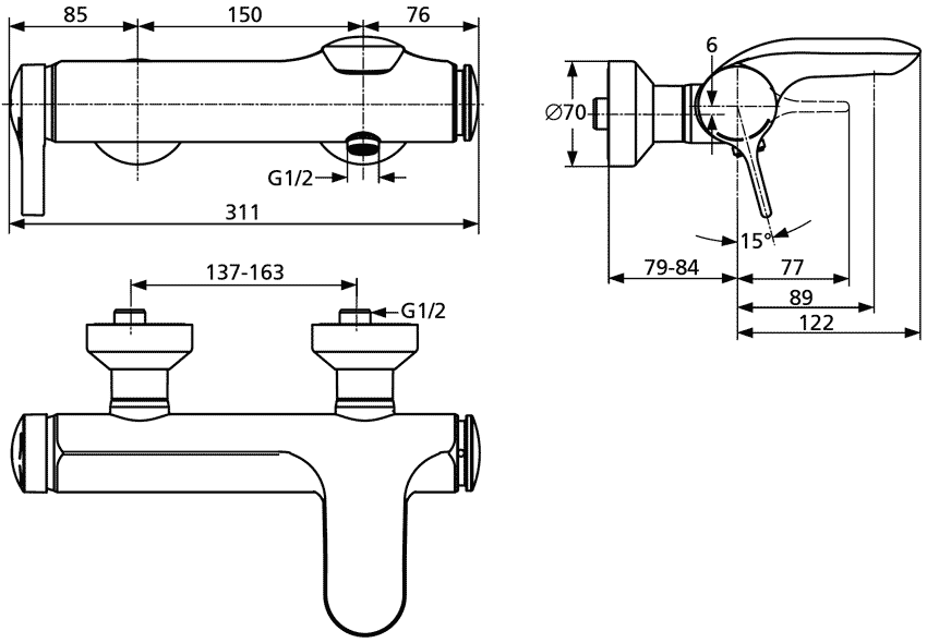 Ideal Standard Melange A4271AA  Смеситель для ванны