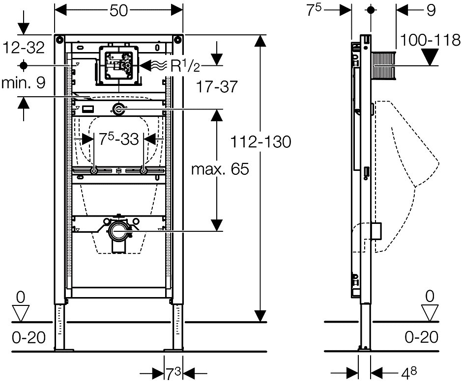 Geberit Duofix 111.616.00.1 Монтажная рама для писсуара (H112-130)