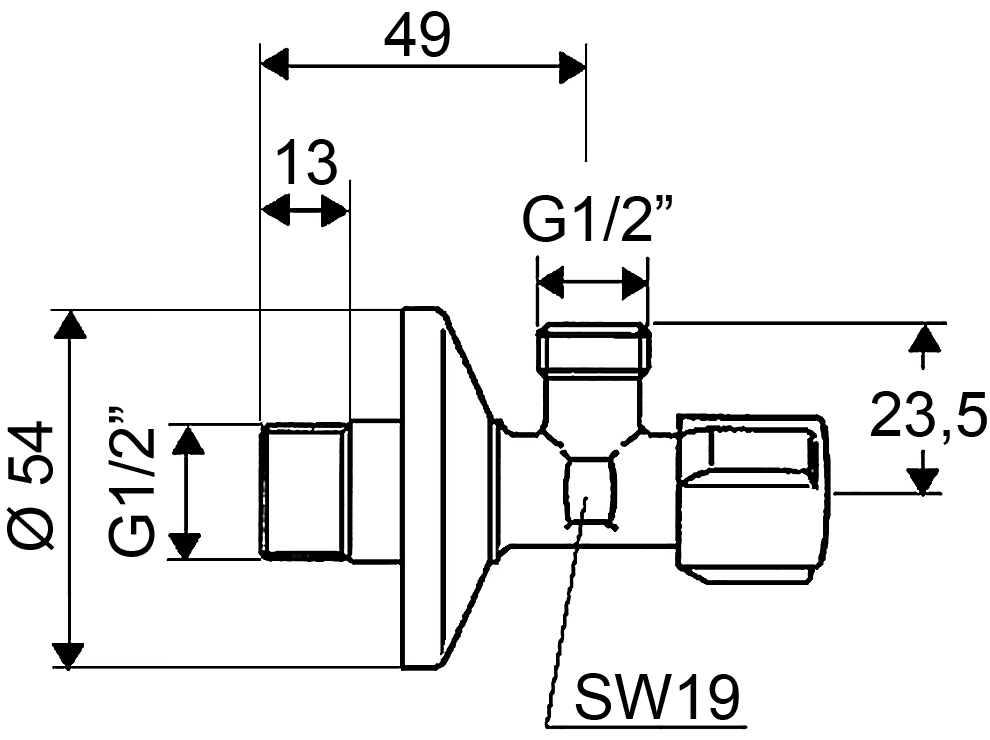 Schell Comfort 05 217 06 99 Угловой вентиль 1/2"x1/2"