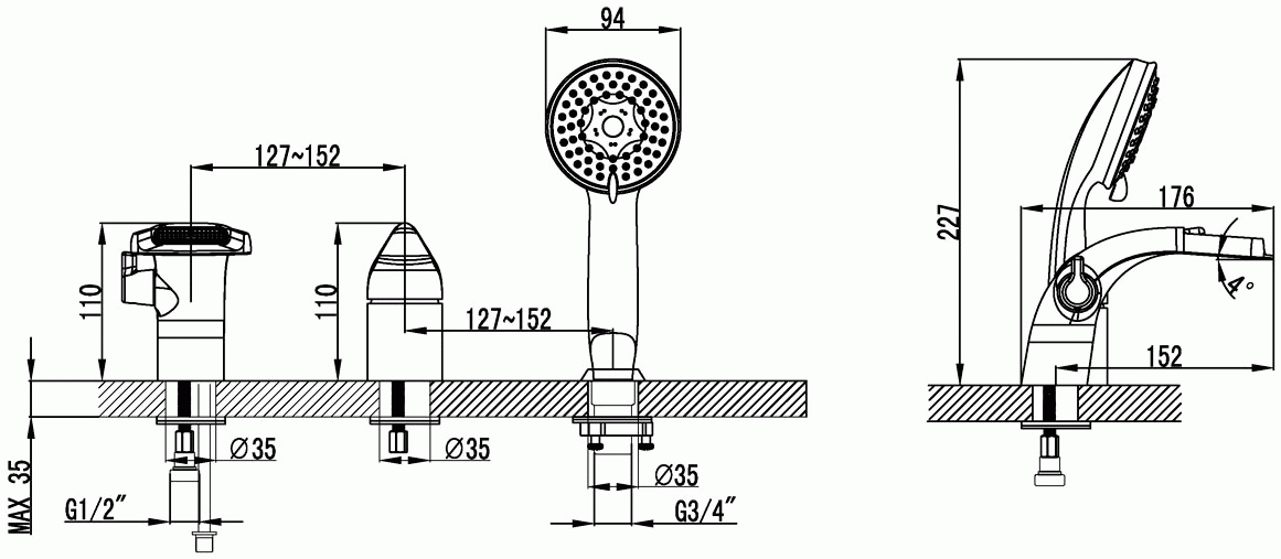 Lemark Poseidon LM4245C Смеситель на бортик ванны