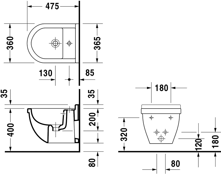 Duravit Starck 3 223115 Биде подвесное Compact