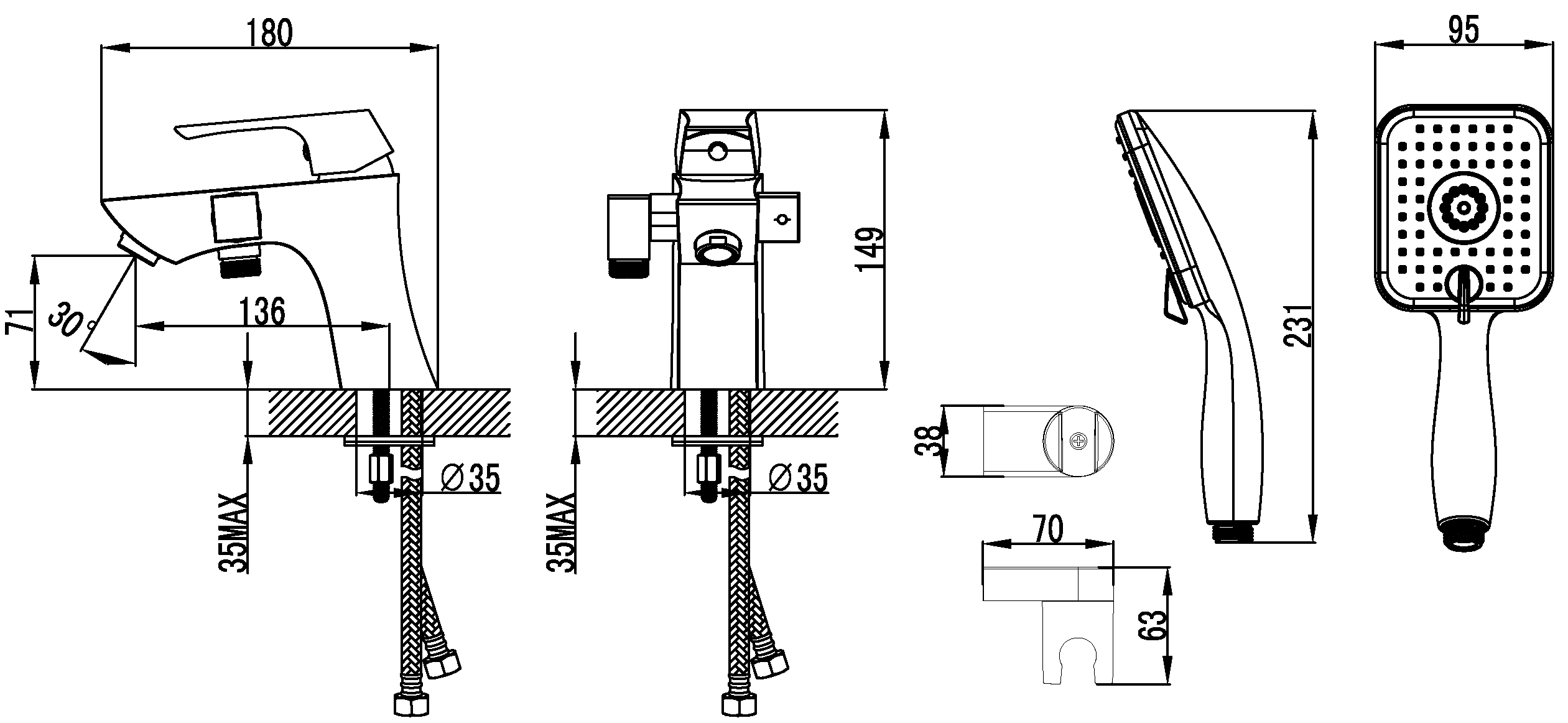 Lemark Unit LM4515C Смеситель на борт ванны