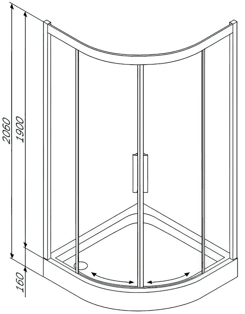 AM·PM Like W80G-301-090MT Душевой уголок 1/4 круга 900x900