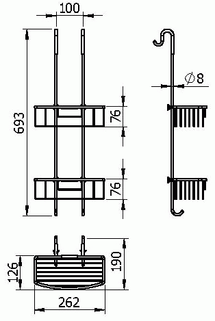 Langberger 70164 Полочка-решётка для душевой кабины