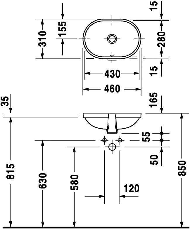 Duravit Foster 033643 Раковина врезная снизу 430x280