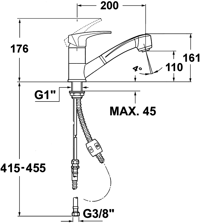 Teka MB2 40.9718.02 Смеситель кухонный с выдвижным душем