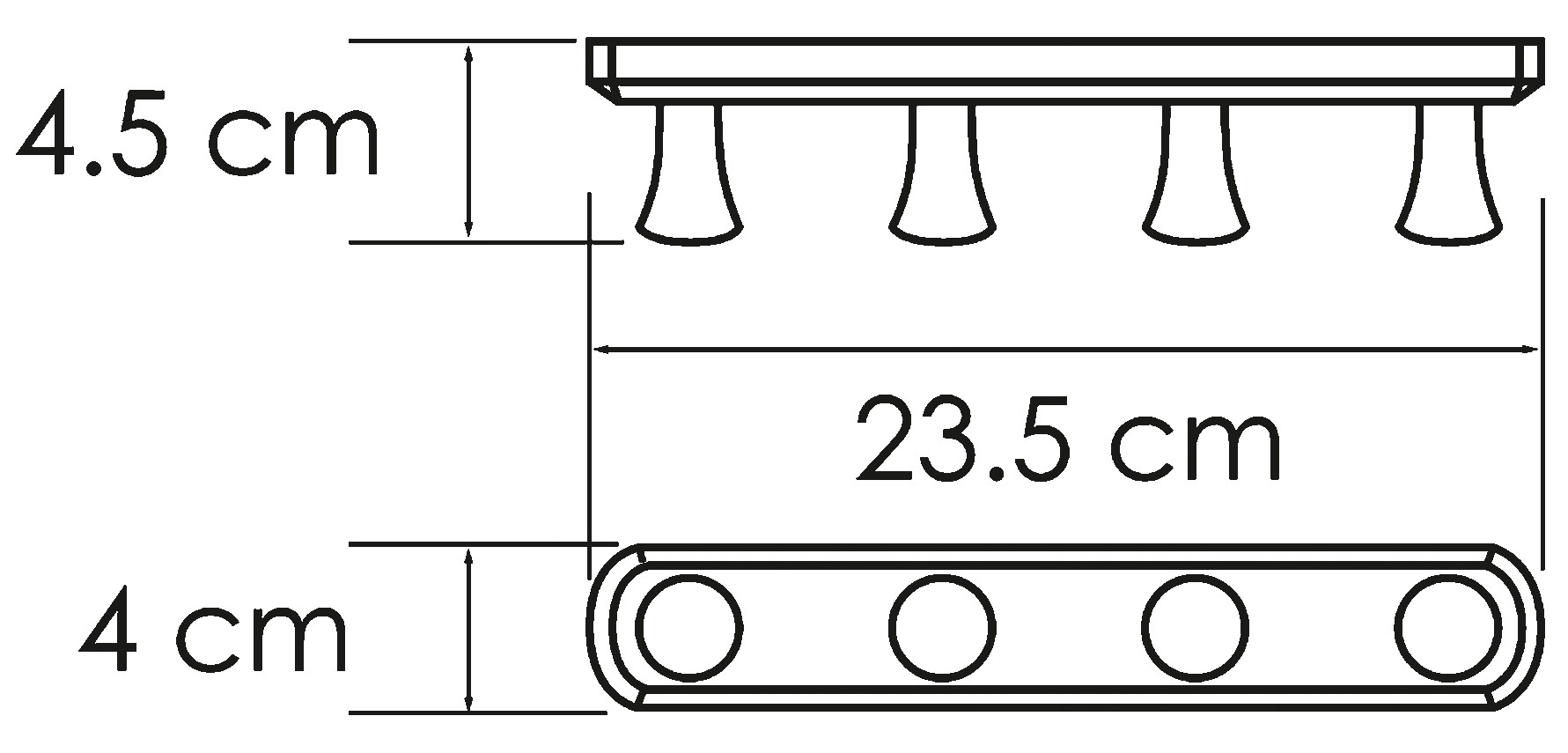 WasserKraft K-1074 Планка с 4-мя крючками