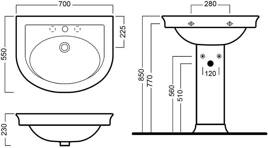 Hatria Dolce Vita Y0EX/Y0EK  Раковина 700х550 с пьедесталом