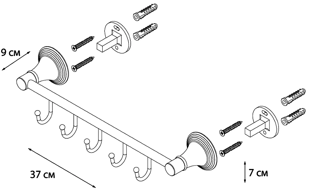 Fixsen Luksor FX-71605-5B Планка с 5-ю крючками