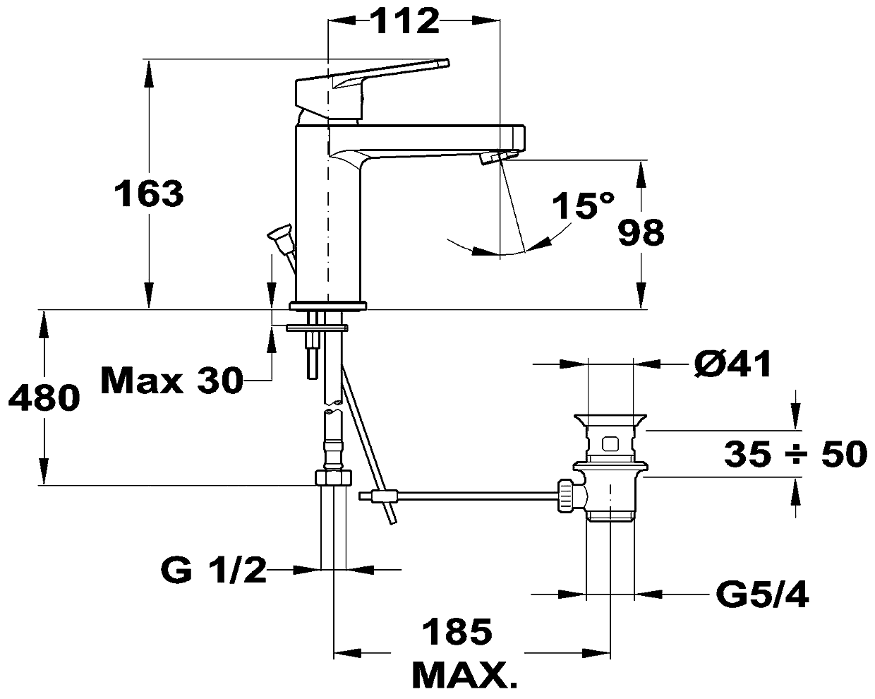 Mofem Zenit 150-1913-00 Смеситель для раковины с донным клапаном