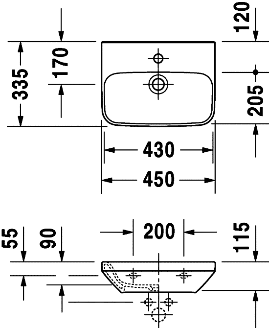 Duravit DuraStyle 070845  Мини-раковина 450x335