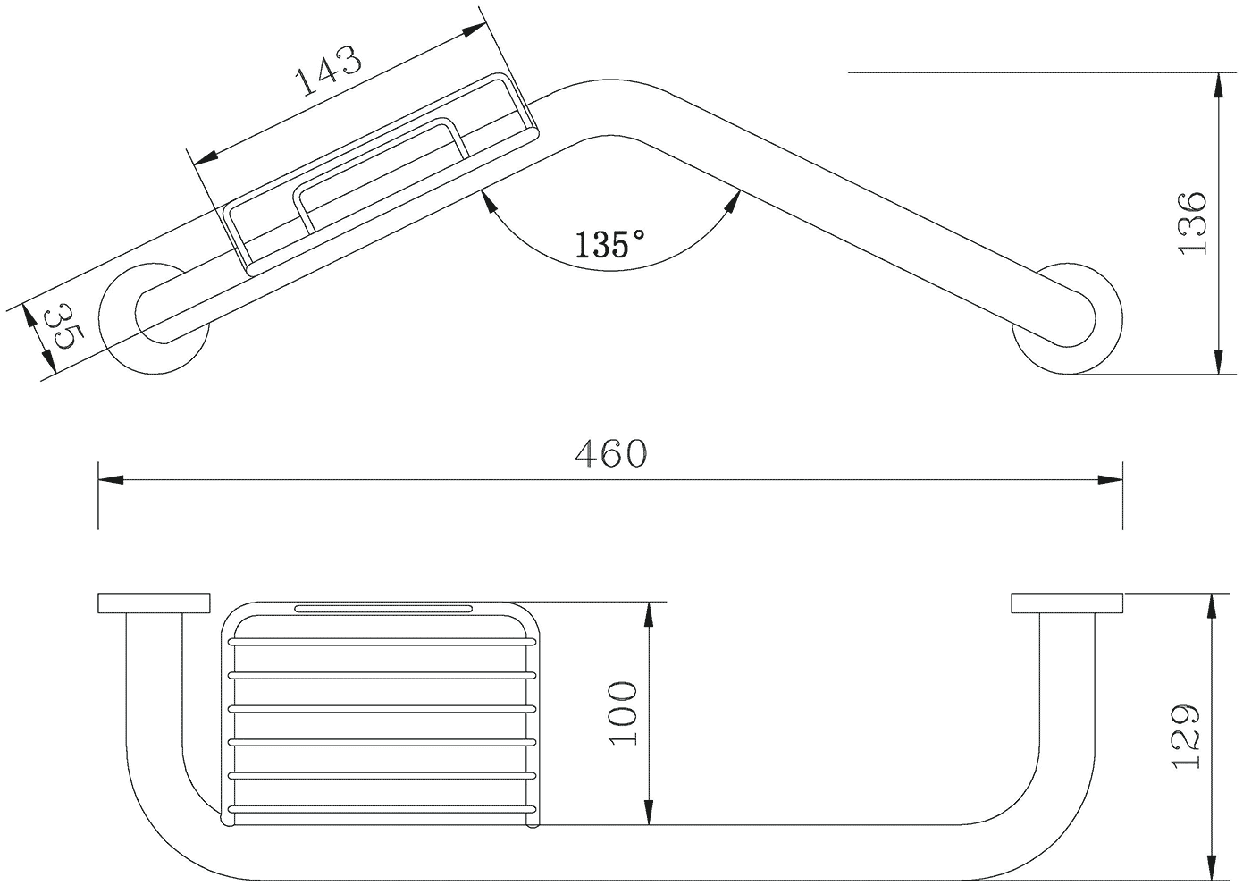 RUSH Bianki BI76910 Поручень 46 см с мыльницей