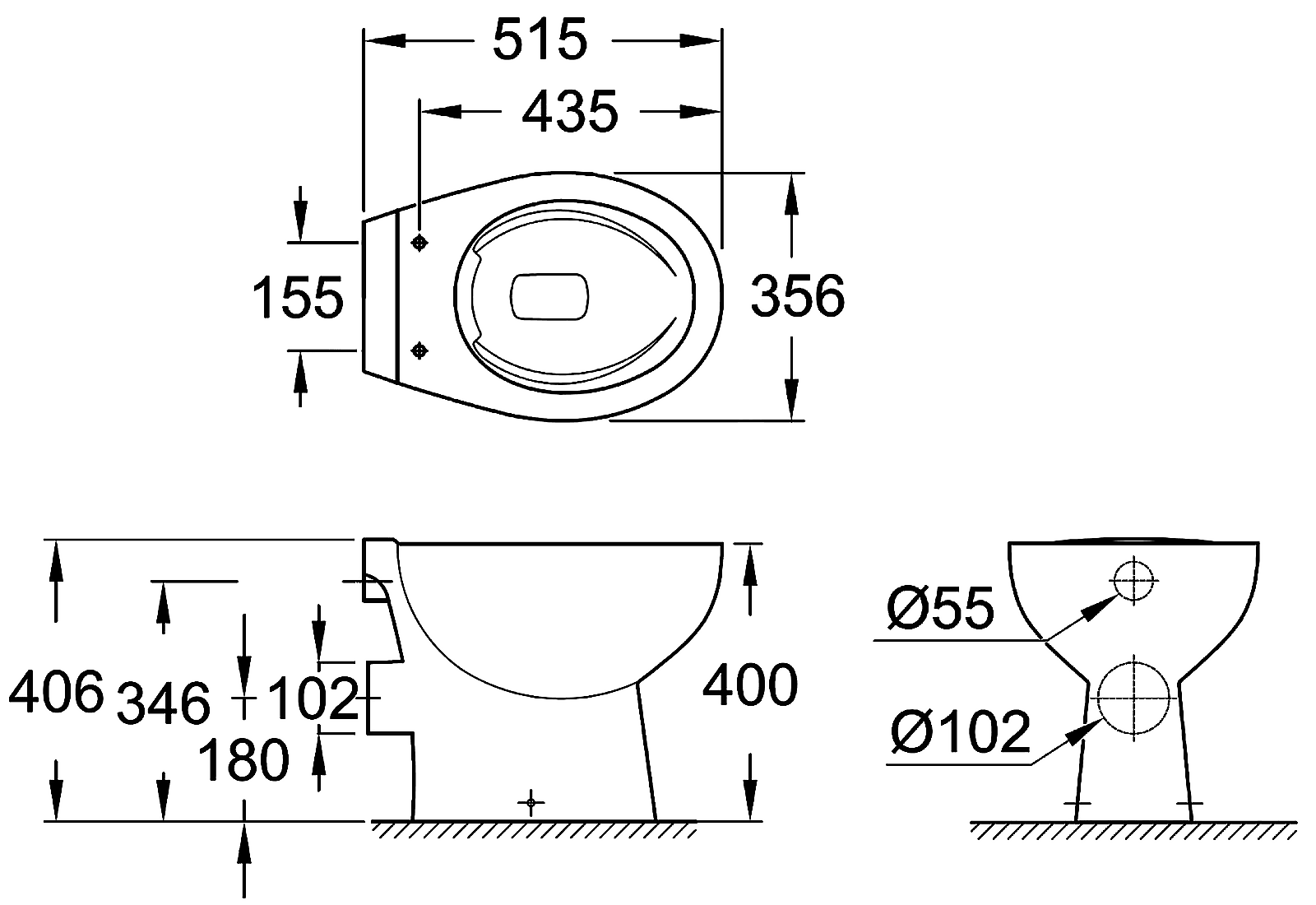 Grohe Bau Ceramic 39430000/39492000 Унитаз приставной безободковый с сиденьем